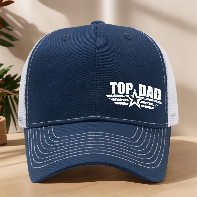 TEMU Top Dad Printed Baseball Cap, High-quality Hard Top, , Duckbill Cap, Outdoor Sports & Leisure, Mesh Breathable Hat, Spring/summer Sun Hat