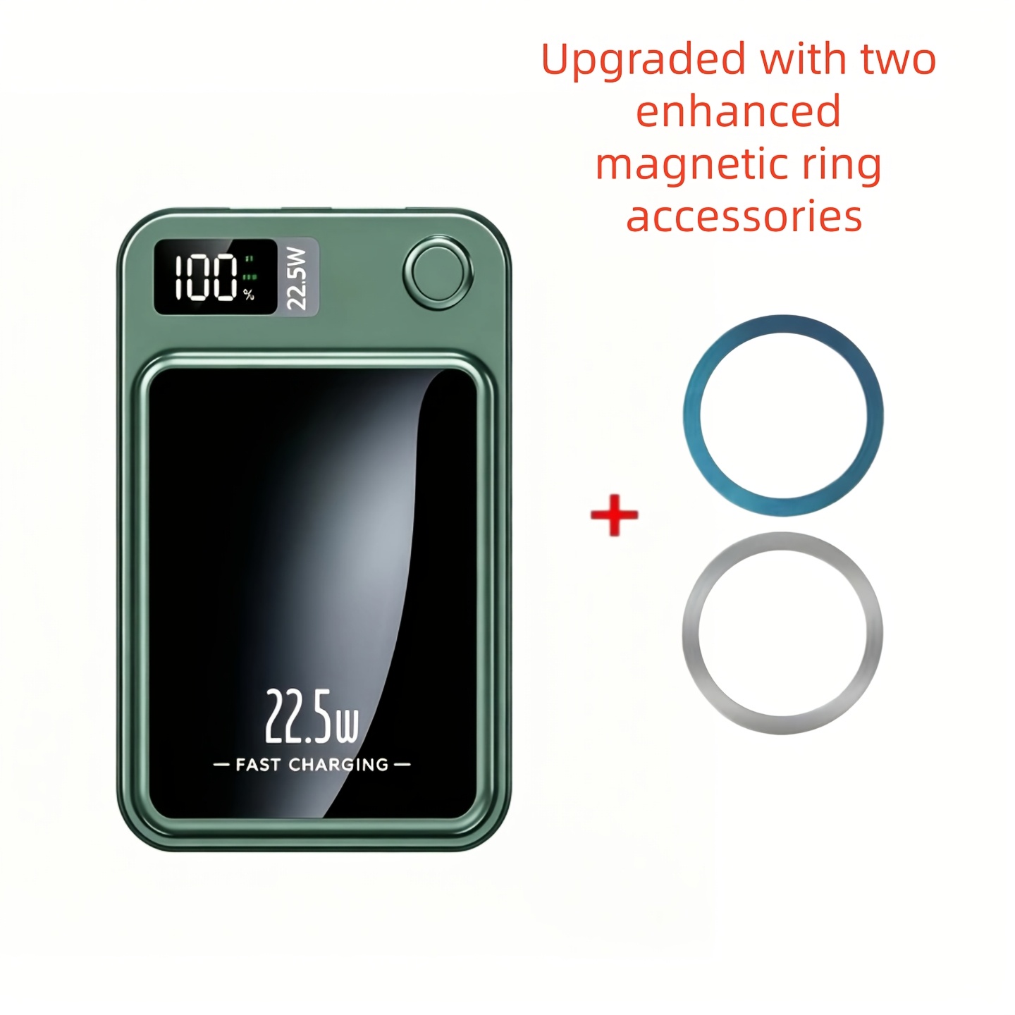 TEMU Portable Magnetic-alignment Wireless Charger, 10000mah Power Bank, Upgraded Dual Magnetic Ring For Secure Phone Attachment, Ultra-fast Charging