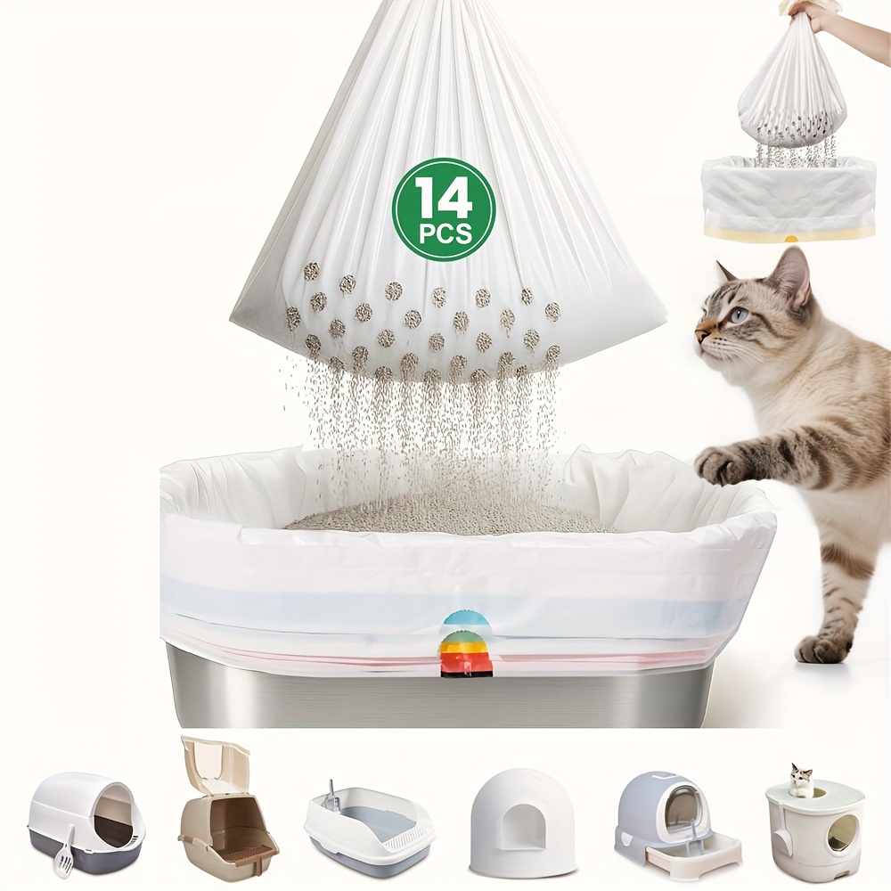 Temu – TEMU 14pcs Sifting Cat Litter Bags, Heavy Duty Thickened Litter Liners, 37×18.1in (14pcs) For Most Litter Boxes And Cat Supplies, Feces Filter For