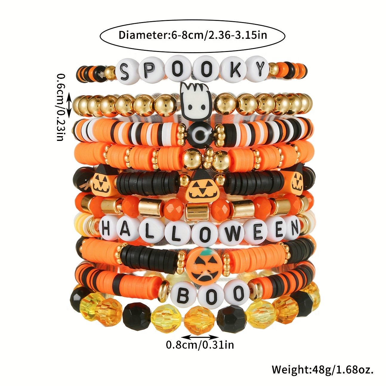 Halloween Pumpkin Bracelet Set - Acrylic Cartoon Hand Accessory