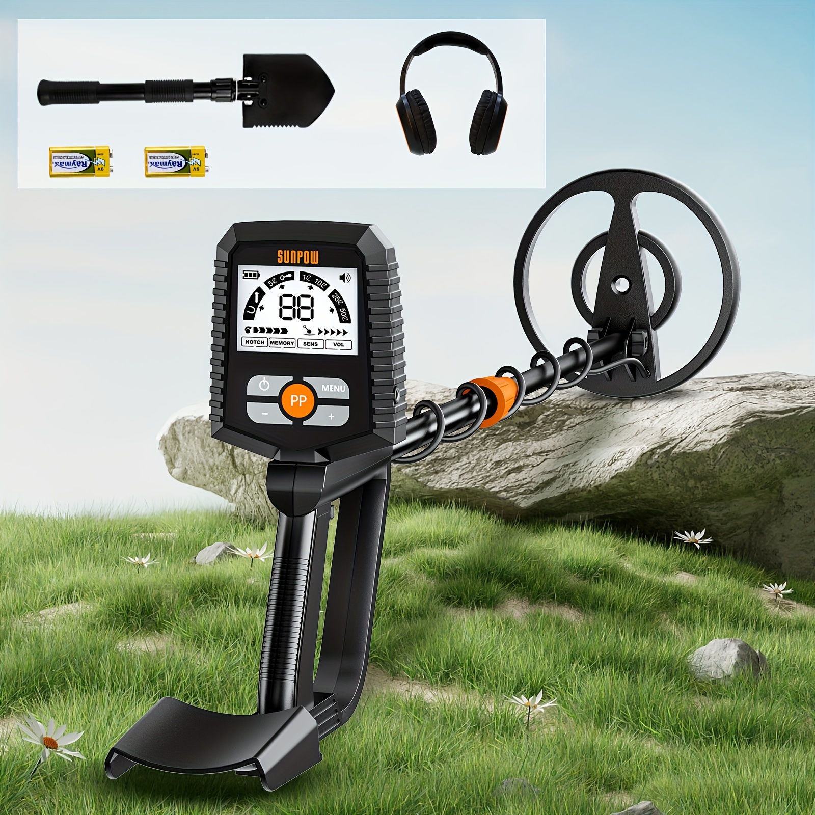 

Sunpow Metal Detector With 4 Different Modeshas, Lcd Screen, Coil And Anti-interference For All