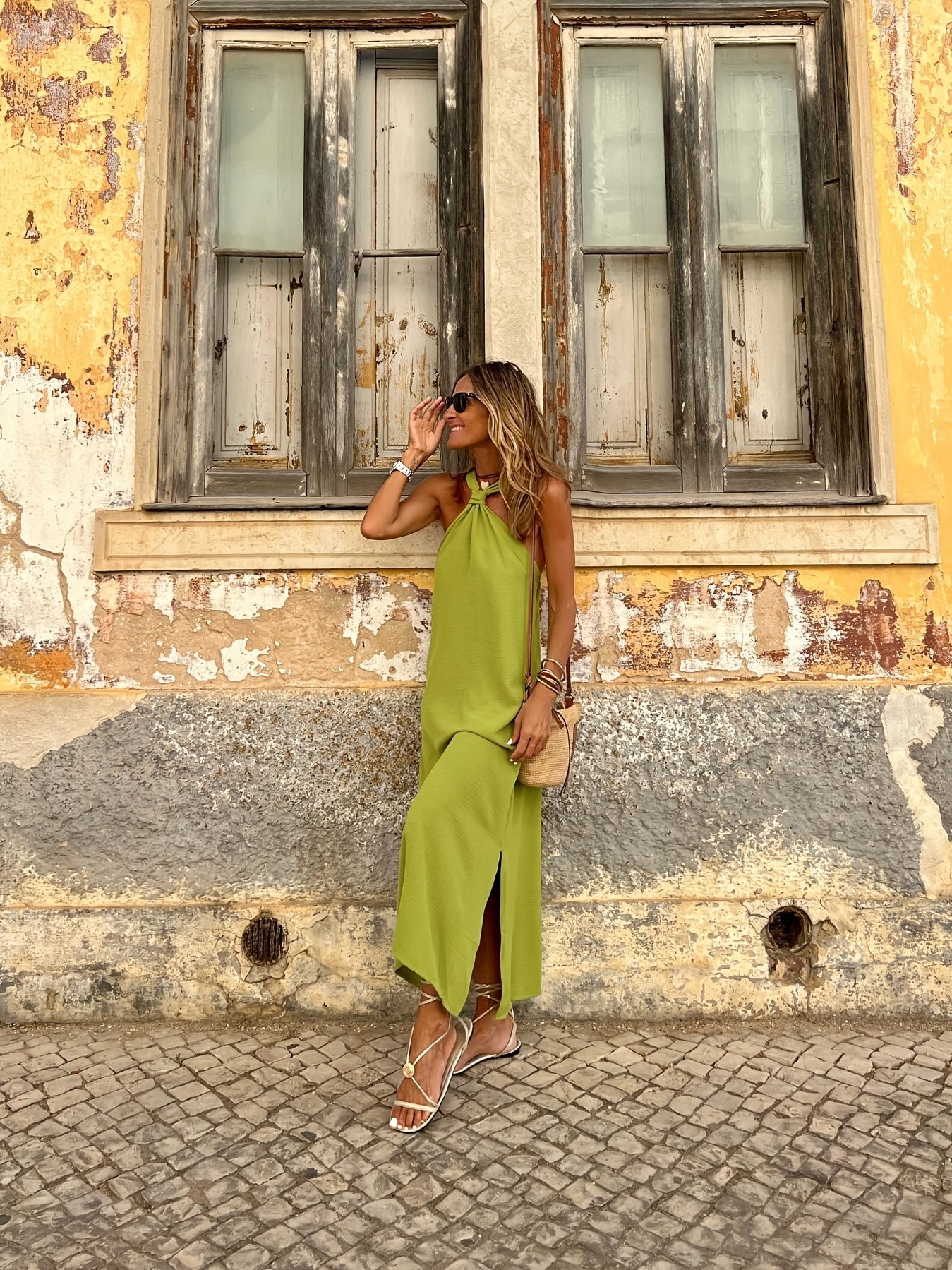 maxi dress for women for beach Ruffle Dress, Long Flowy Cotton Dress, Beach Bride Regular Wash Material The perfect Summer white m-button-shirts Color:ROSE-GOLD