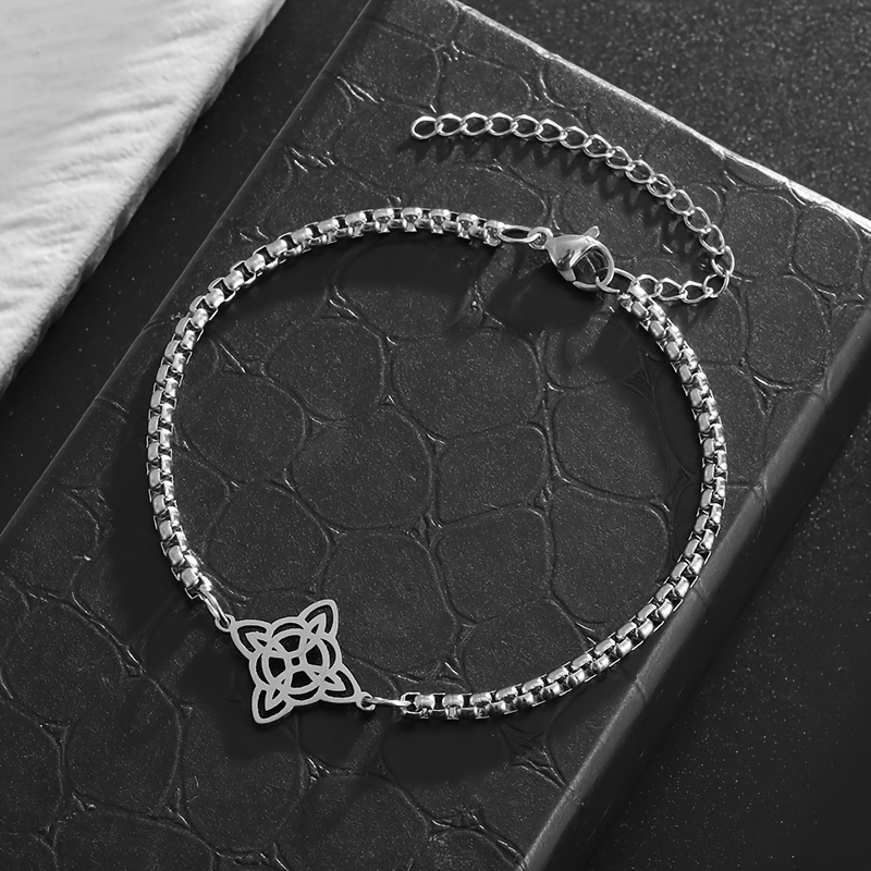 304 Stainless Steel Witch Knot Bracelet, Irish Lucky Amulet