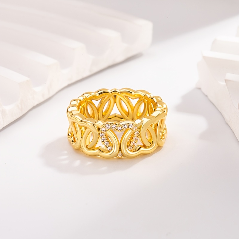 Women's Inlaid Stone Band Ring, Light Luxury Design