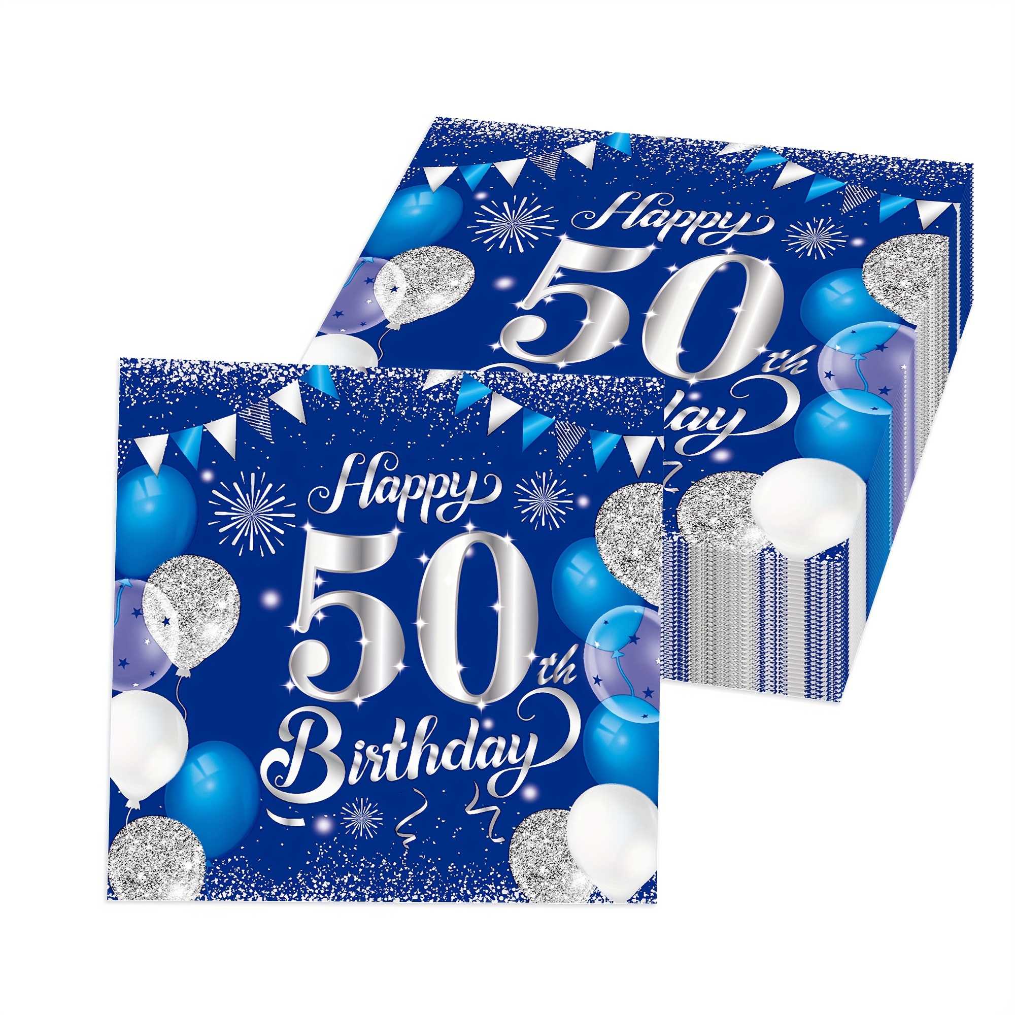 Image of 20pcs Of 50th Birthday Party Napkins For And Silvery, Designed As Decoration And Decoration Supplies For A Party At Of 50, Measuring 6.5 * 6.5 Inches For Halloween、christmas