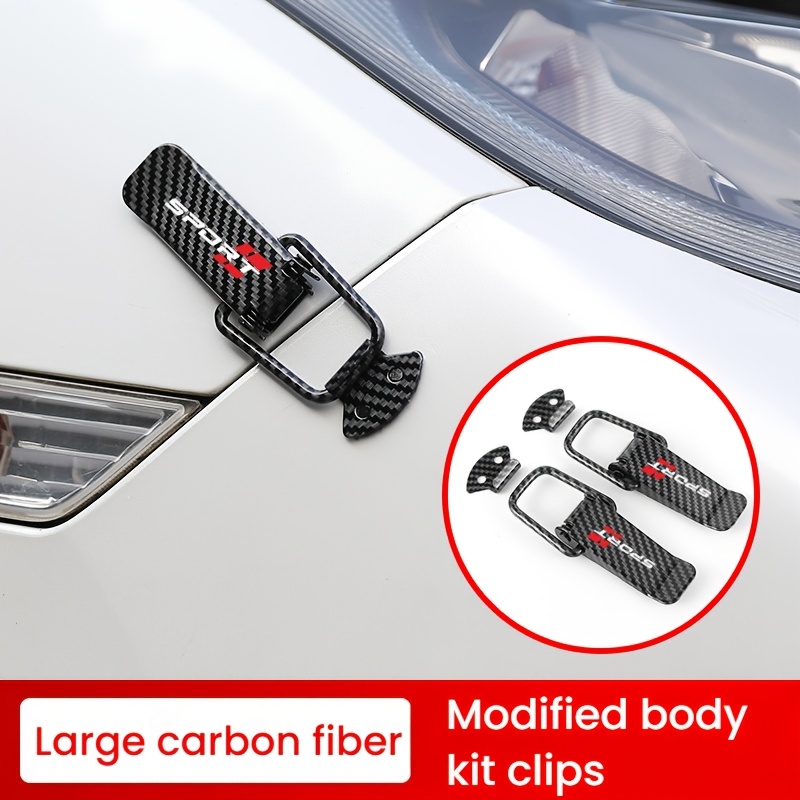 TEMU 2pcs Fiber Metal Car Hood Bumper Latch, Large & Small Sizes Optional, No Drill Quick Release Catch With Adhesive Tape, Built- Anti-vibration