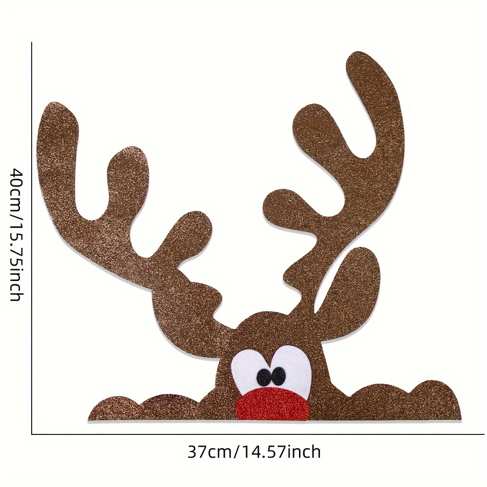Diy Christmas Felt Decals Set - Removable Snowman, Santa & Reindeer Stickers For Festive Home Decor (includes Adhesive Points), Best For Christmas