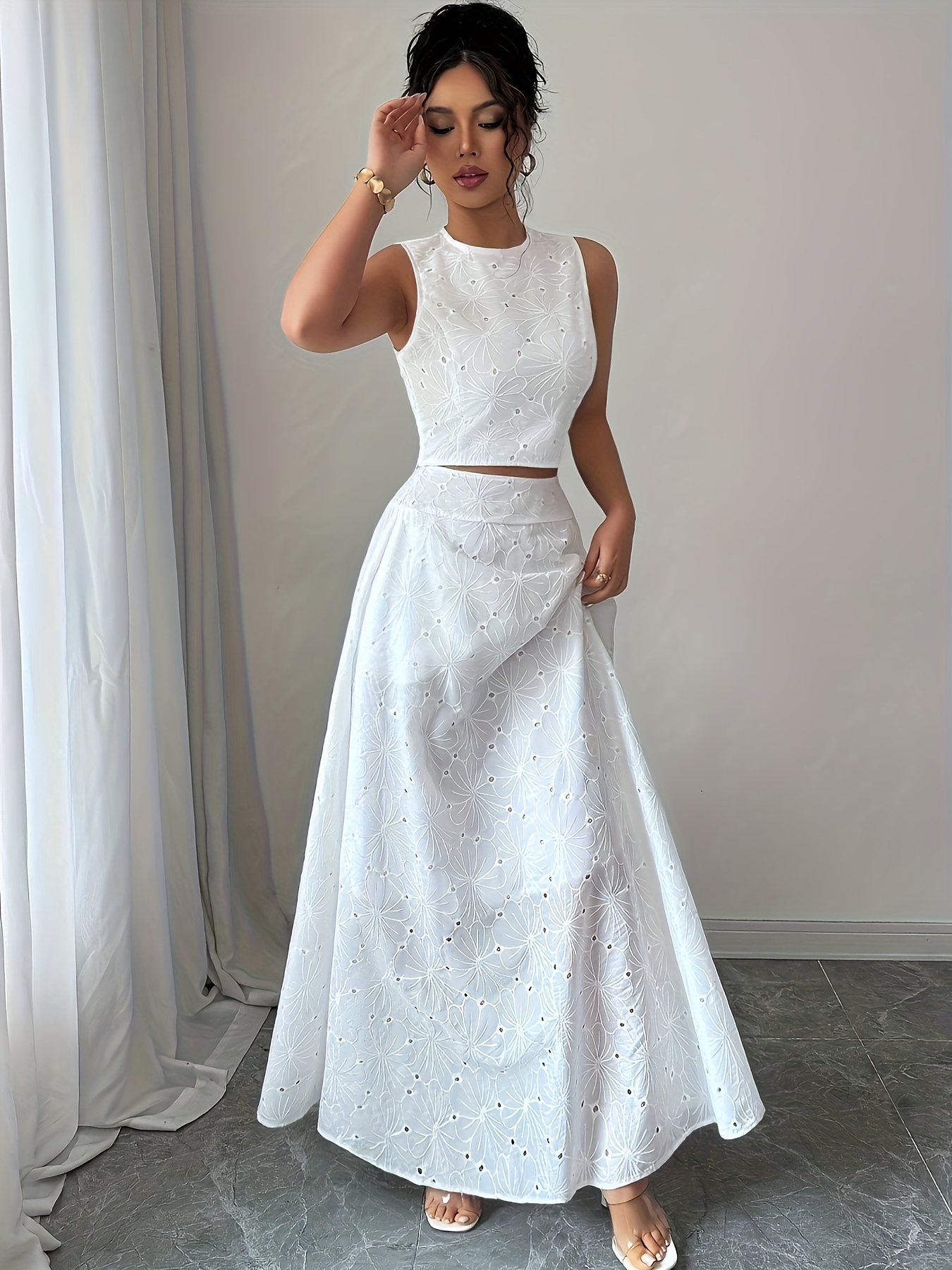white 2 piece set sold on Temu United States
