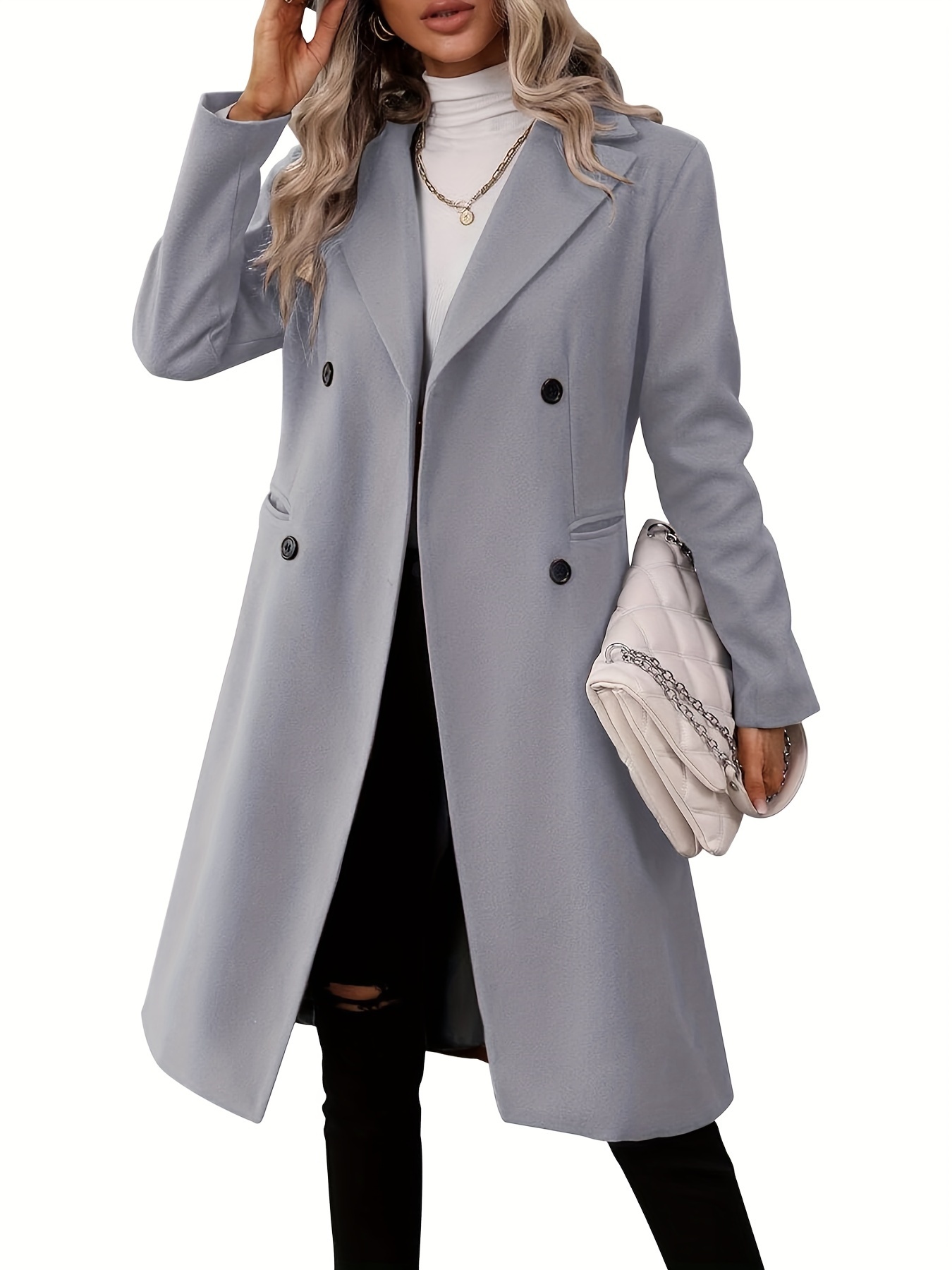 mo elegant gray long trench coat women classic fashion - Temu mo elegant gray long trench coat women classic fashion - Temu