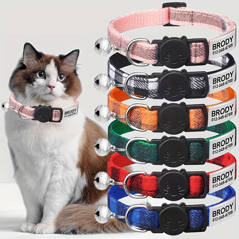 personalized cat collar bell pet pendant tag cute Temu