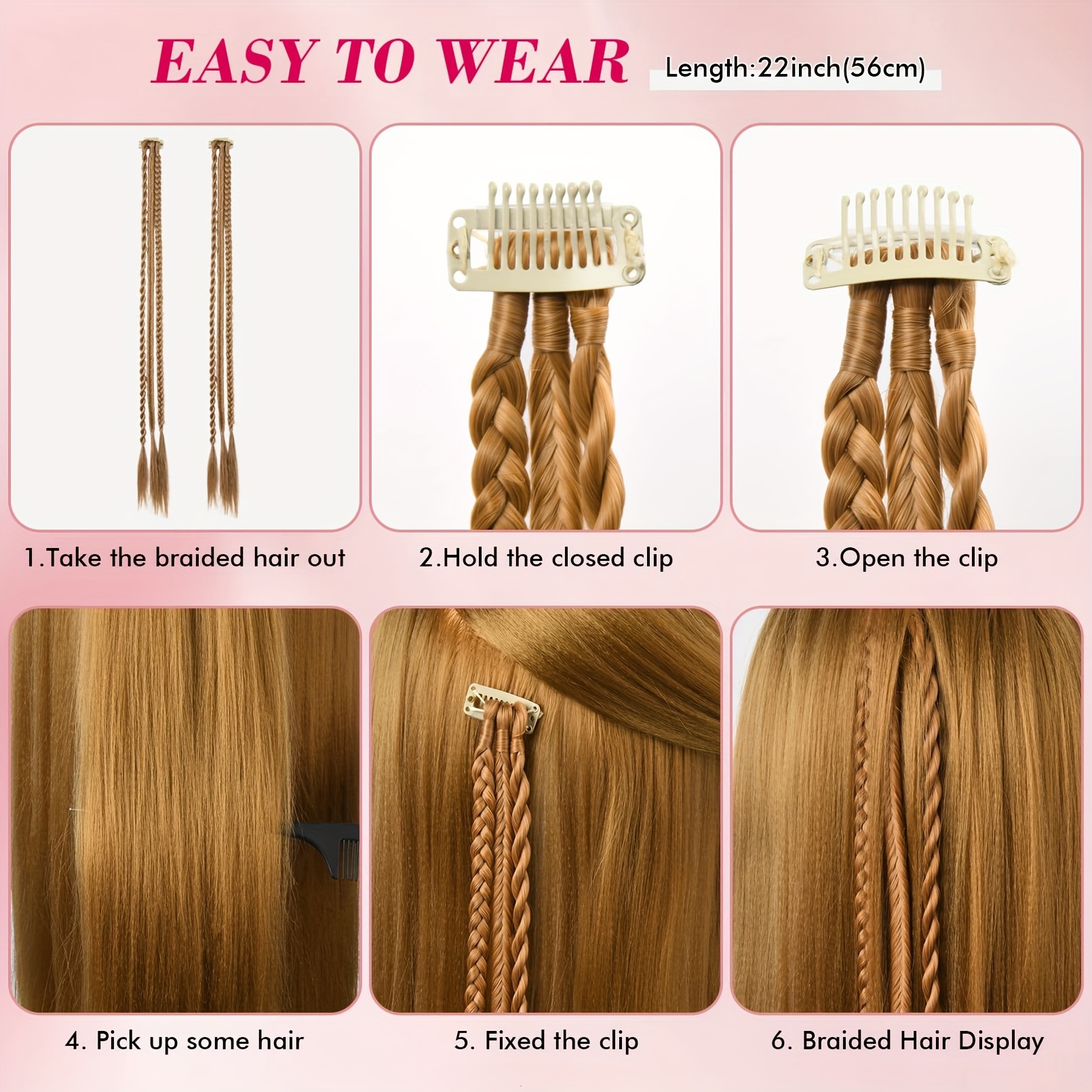 braid hair extensions 3pcs clip in hair extensions baby braids 3 braids on   6 braids   long   synthetic hairpieces for women details 4