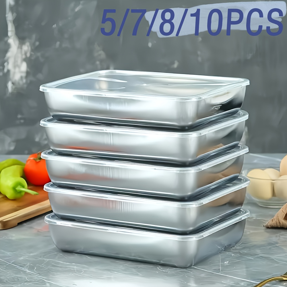 5/7/8/10pcs Stainless Steel Food Storage Containers – Airtight Lids, Stackable