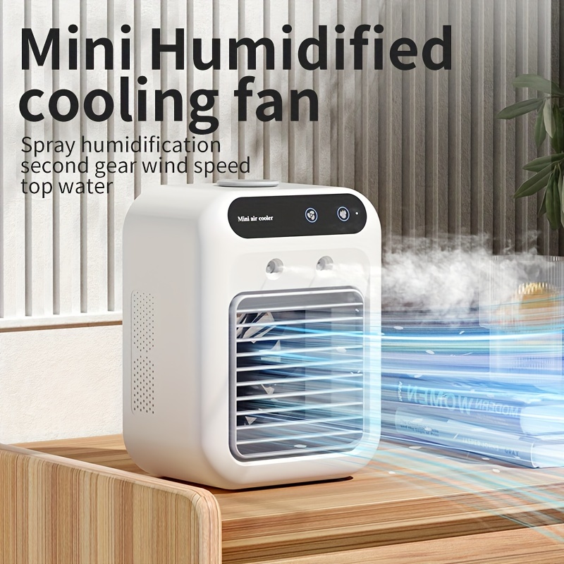 1pc Portable humidifying cooling fan, with 500ml water tank speed spray  mode, USB charging, very suitable for home, office, camping, cold