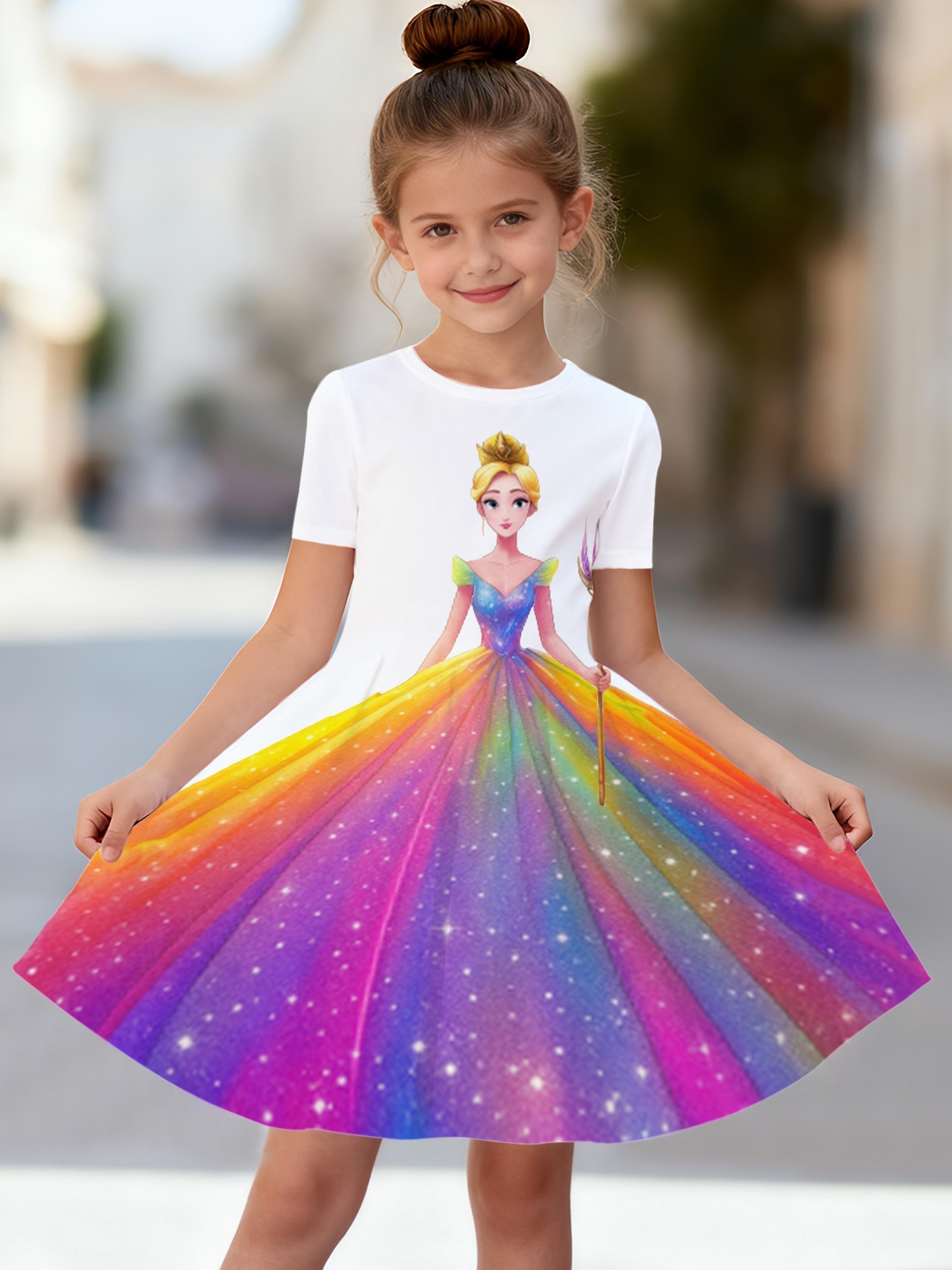 birthday dress lil play Make It Magical Rainbow Tiered Dress Purple / 6Y main image 1