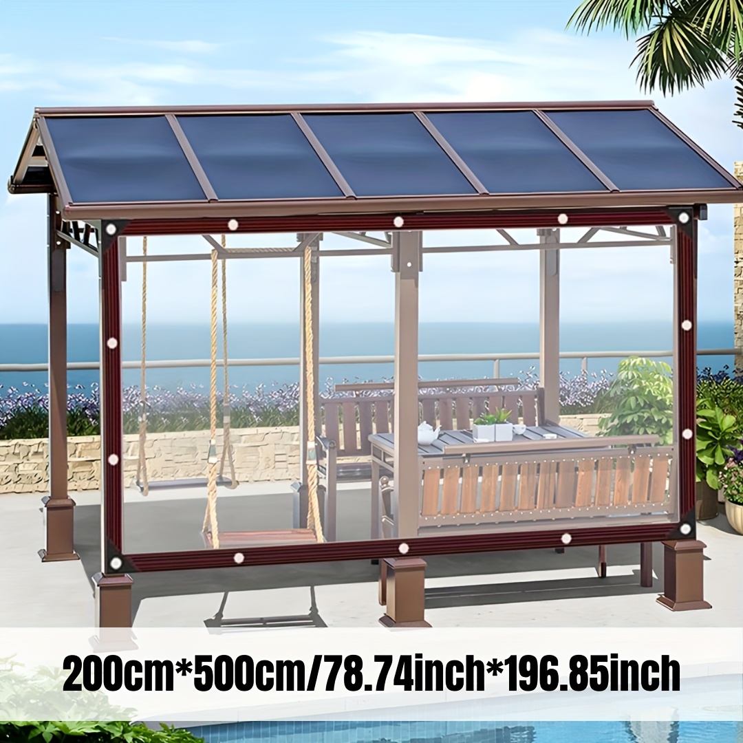 TEMU Bâche transparente renforcée, résistante aux déchirures et au vent, mesurant 6,5 x 9,8 pieds, avec trous imperméables. Cette bâche de jardin en