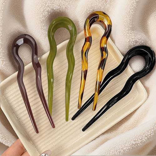 4pcs of acrylic u shaped hairpins for women simple hair clips for updos accessories for ladies hairstyles