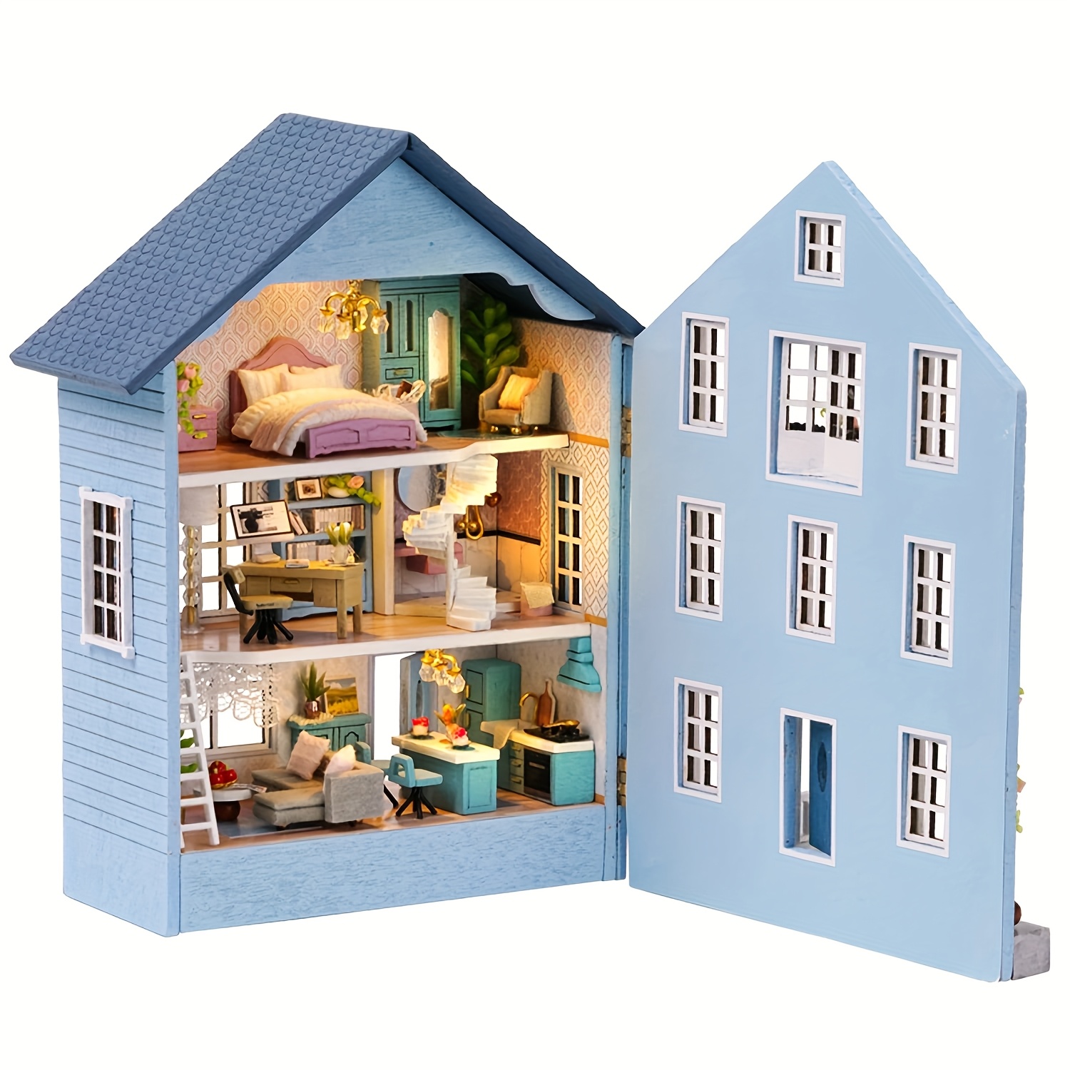 diy miniature wooden dollhouse building kit 1 24 scale mini house with pre cut parts no   needed challenging craft project for dollhouse model for   birthday gift   house d31