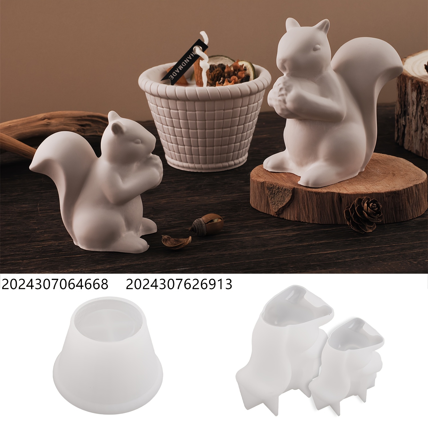 

Squirrel Basket Aromatherapy Candle Holder - Handcrafted Resin & Plaster Silicone Mold For Home Decor, Unique Gift Idea