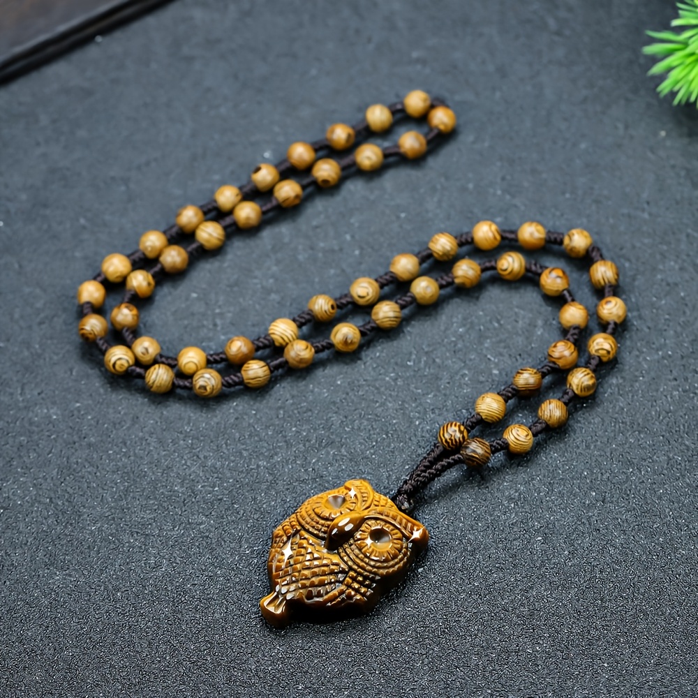 Tiger's Eye Handcrafted Owl Necklace