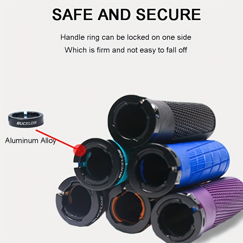 BUCKLOS Non-Slip Lockable Bike Grips - Soft Rubber, Waterproof Handlebar Covers with Textured Grip for Mountain Bikes, Black, Red, Orange, Purple, Green, Blue, Bicycle Accessories|Textured Grip Handlebars|Waterproof Rubber Grips