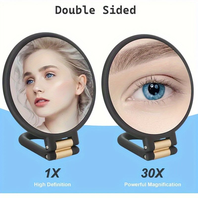 30x magnifying   with 360 adjustable foldable handle dual sided 1x 30x magnification portable travel makeup   with ergonomic grip lightweight plastic frame for eyebrow grooming sensitive light beige safe battery free no fragrance ideal for home on the go use Product details 0