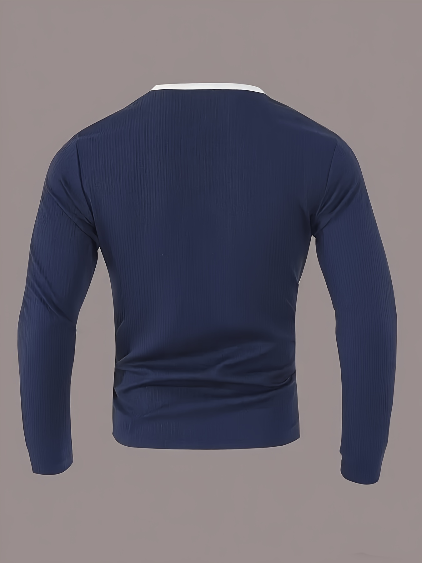 Heren Herfst Wafel Gebreide Lange Mouw Polo Trui | Modieus Kleurblok Design, Metalen Textuur Knopen, V-hals, Geschikt voor Fitness en Casual Kleding