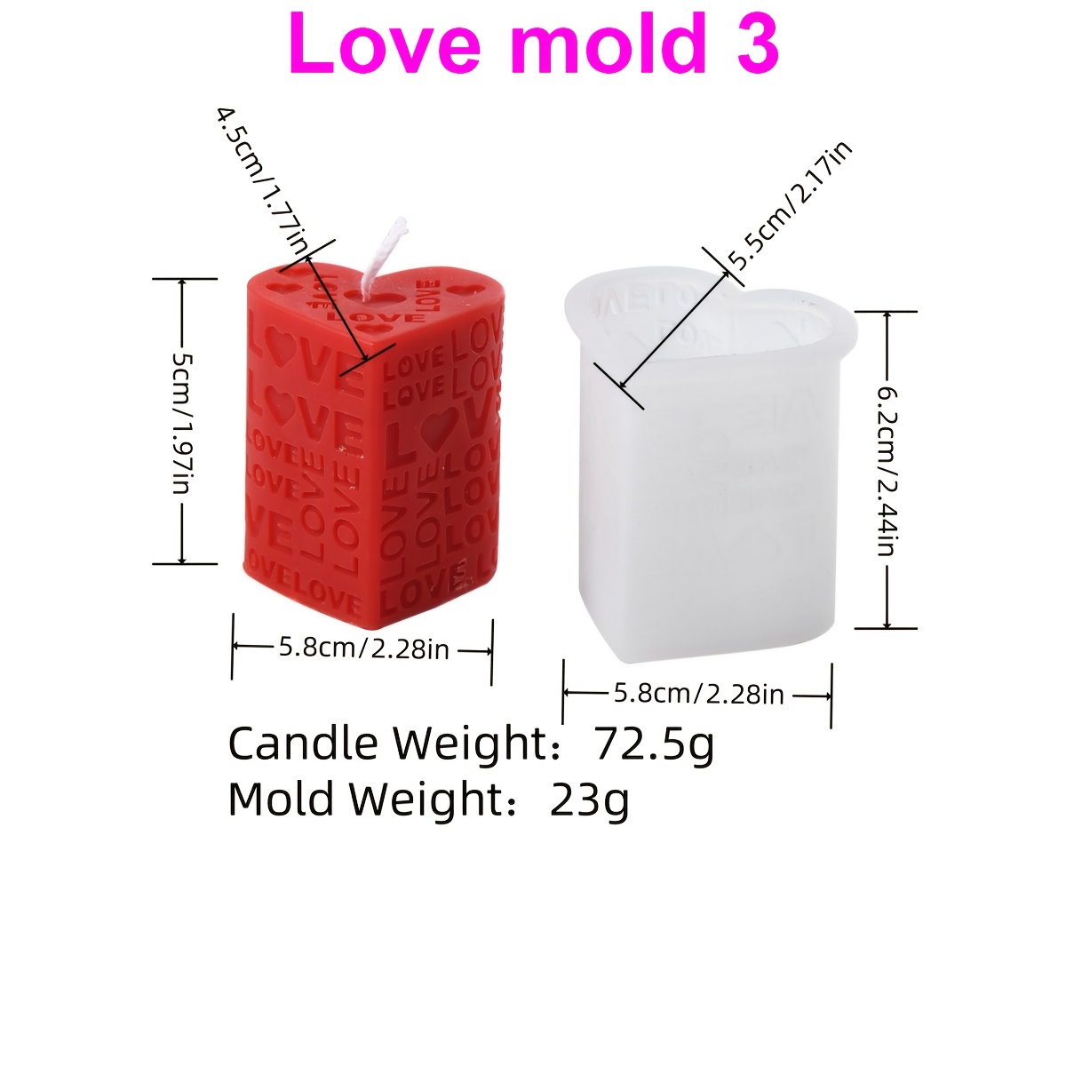 TEMU Column Silicone Candle Mold Letter Square Soap Resin Gypsum Mold Valentine's Day Dinner Decoration Gift Suitable For Home Decor Valentine's Day
