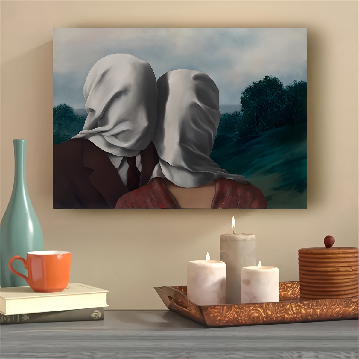 1pc unframed canvas poster retro art rene magritte the lowers reproduction canvas poster ideal gift for bedroom living room corridor wall art wall decor winter decor room decoration