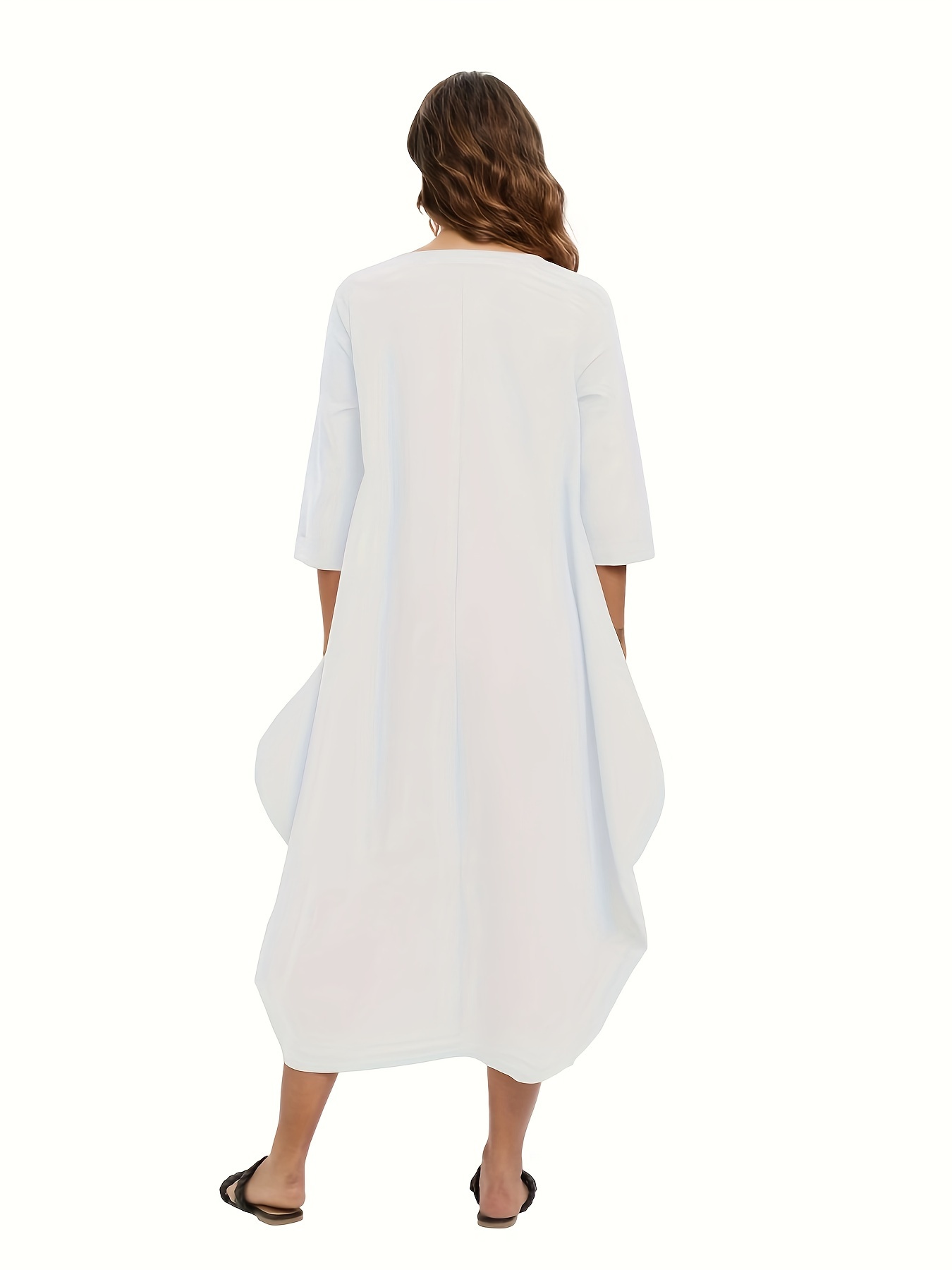 open lace back dress Oversized v-neck cocoon dress