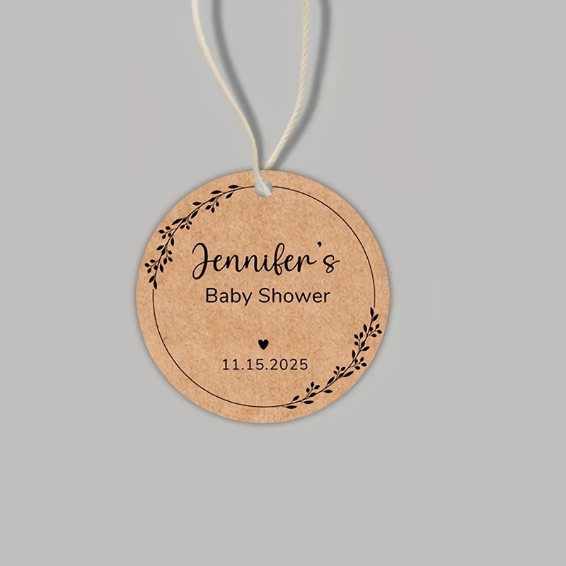 E-shop Kraftpapier Baby Taufe, personalisierte Kränze Dankesetiketten, personalisierte Baby Party Geschenke, anpassbarer Text Name Exquisites