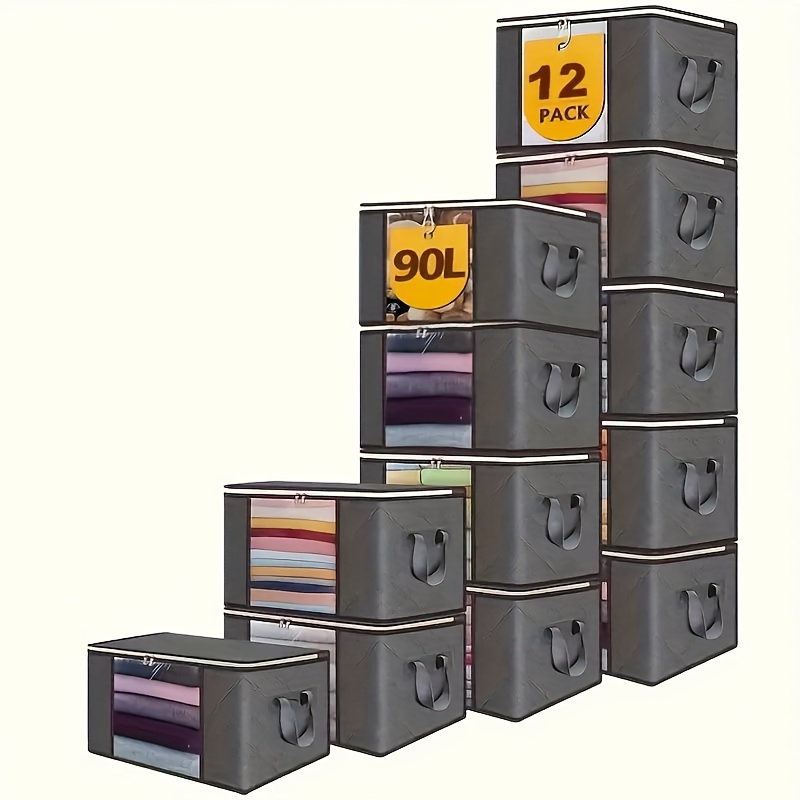 TEMU 12 Klassische Große Aufbewahrungstaschen, Schrank Organizer Box, Robuste Griffe, Vollständige Reißverschluss Haushaltsaufbewahrungstaschen,