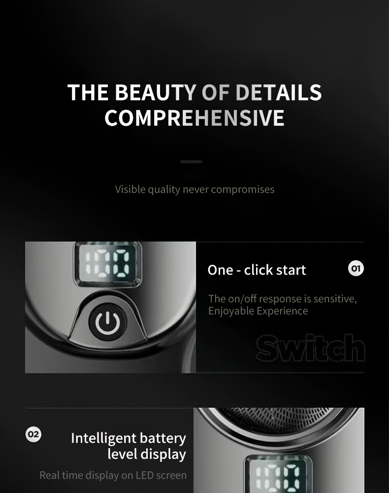 mini electric shaver 2025   version   use with lcd screen mens mini electric shaver portable travel electric shaver suitable for home car travel 1pc Product details 6