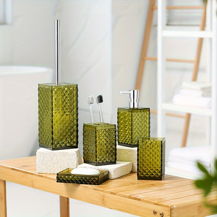 green acrylic bathroom five soap dispenser toilet brush Temu United Kingdom
