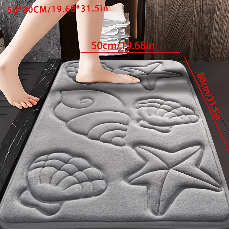 TEMU 1pc Quick-dry Memory Foam Bath Mat, Non-slip Soft Comfortable Rug, Suitable For Kitchen, Bathroom, Bedroom, Living Room - Coral Fleece Fabric