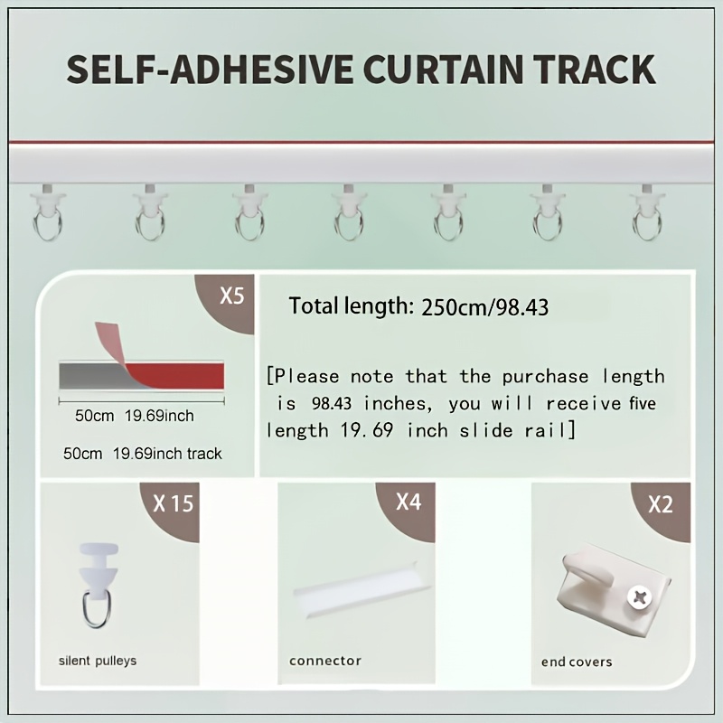 Self-adhesive Curtain Track, Self-assembly And Self-cutting Rail Track