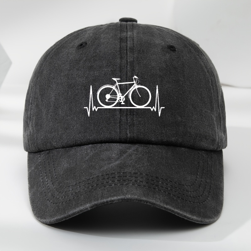 

Makefge Men's Classic Washed Baseball Cap With Bicycle Print - Soft, Breathable Polyester For Outdoor Sports & Casual Wear