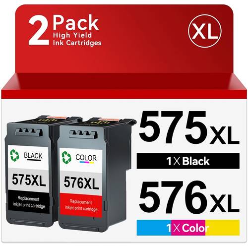 kohteen kuva 2 kpl pg-575xl cl-576xl 575 xl 576 xl multipack remanufactured -tulostinkasetit, yhteensopivat 575 576 -kasettien kanssa, ts3550i ts3551i tr4750i tr4751i -tulostimille
