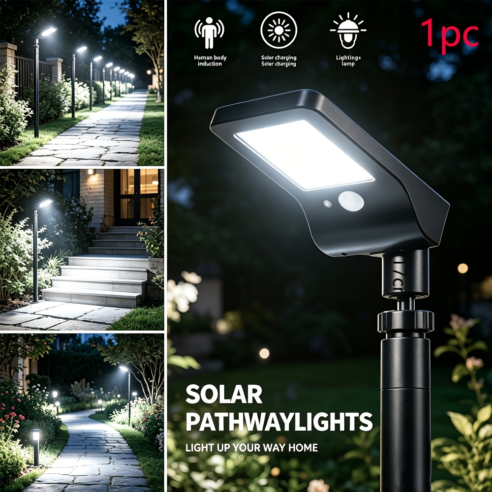 TEMU [latest] Human Body Sensing Solar Channel Lights, Automatic Led Landscape Lights, Outdoor Courtyard, Lawn, And Sidewalk Weather Resistant Solar