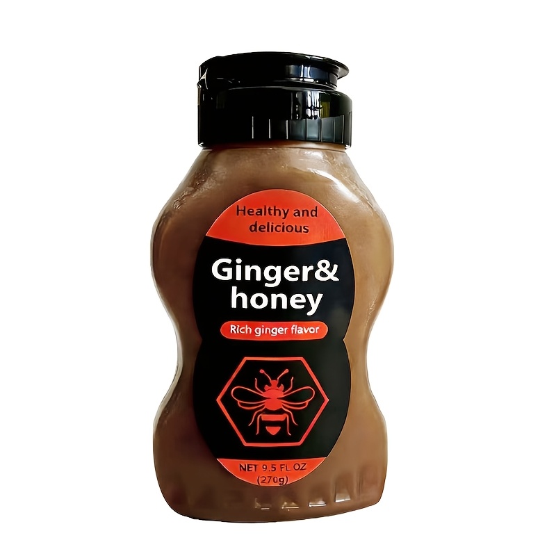 Zázvorový med 270 g (9,5 oz) prírodný med, bohatá príchuť zázvoru, vyrobený z prémiového medu zmiešaného so skutočnou extrahovateľnou fľašou zázvoru,