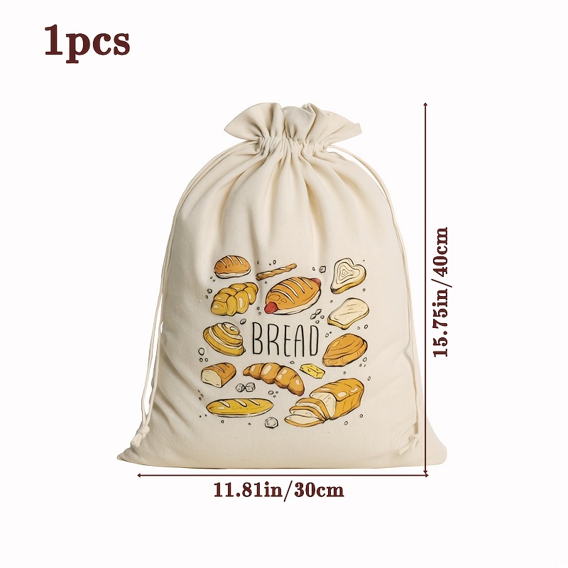 E-shop Wiederverwendbarer 30x40cm Brotbeutel, rechteckiger Polyester-Aufbewahrungsbeutel mit Kordelzug für selbstgemachtes und handgefertigtes Brot,