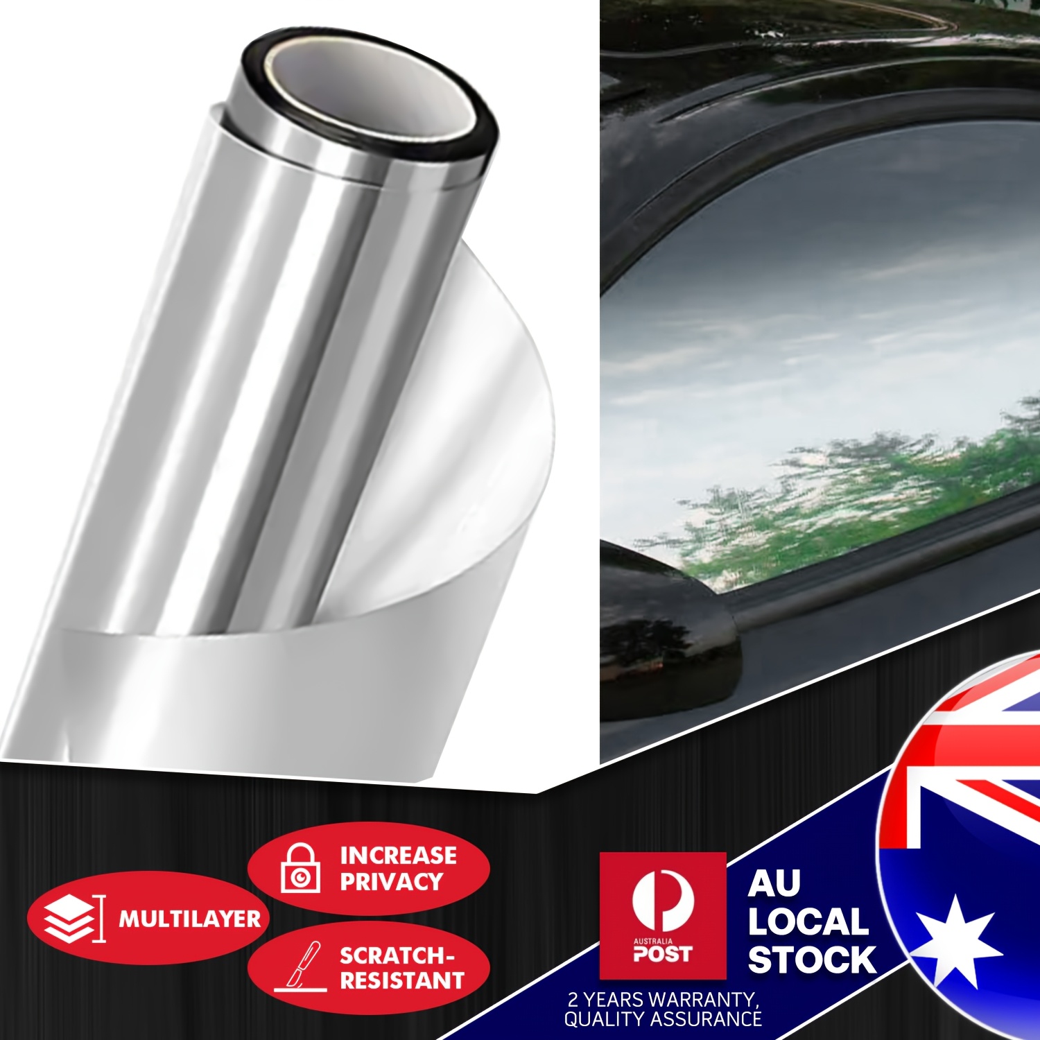 TEMU 400x100cm 99% Uv Blocking Glare Control Heat Reflective Window Film, Warm In Winter Bubble-free Installation 1 Way Window Film Silvery 1 Way
