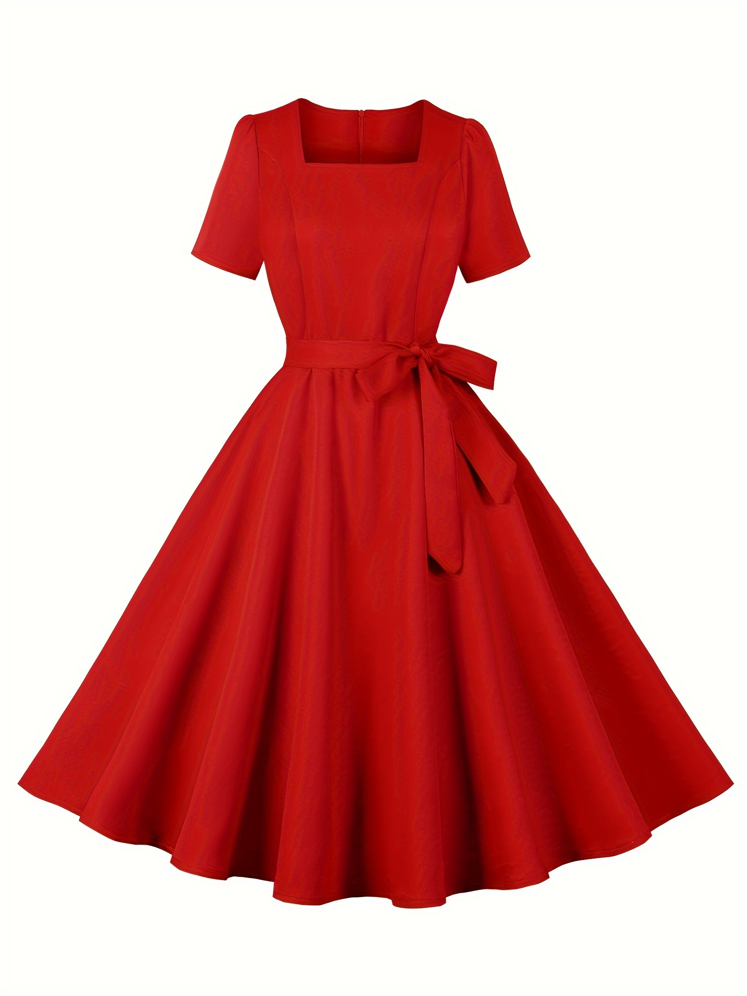 solid color a line dress elegant short sleeve dress for spring summer womens clothing