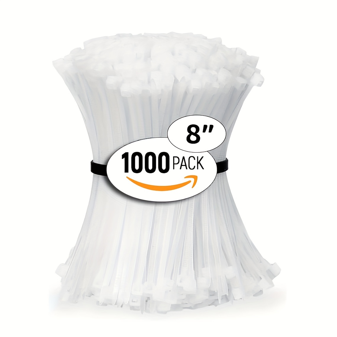 

1000 Pack Nylon Cable Ties, 8 Inch Self-locking Zip Ties, White Plastic Straps For Cable Management And Organization