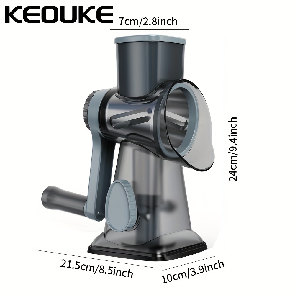 TEMU Keouke Rotary Cheese Grater With Handle, Vegetable Cheese Slicer Grater For Kitchen, 3 Blades For Cheese Potato Zucchini Nuts Chocolate