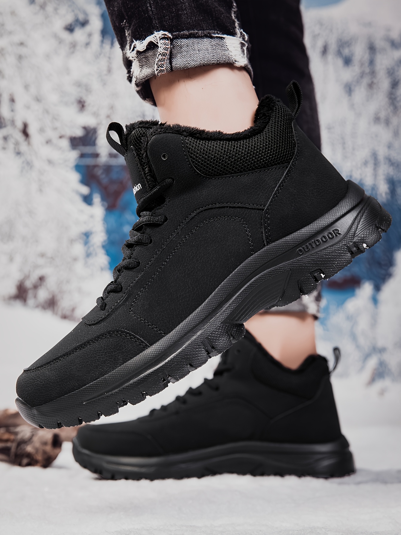 mens snow sports shoes lightweight and flexible sole plush lining winter outdoor   top warm snow boots outdoor sports and hiking boots Product details 8