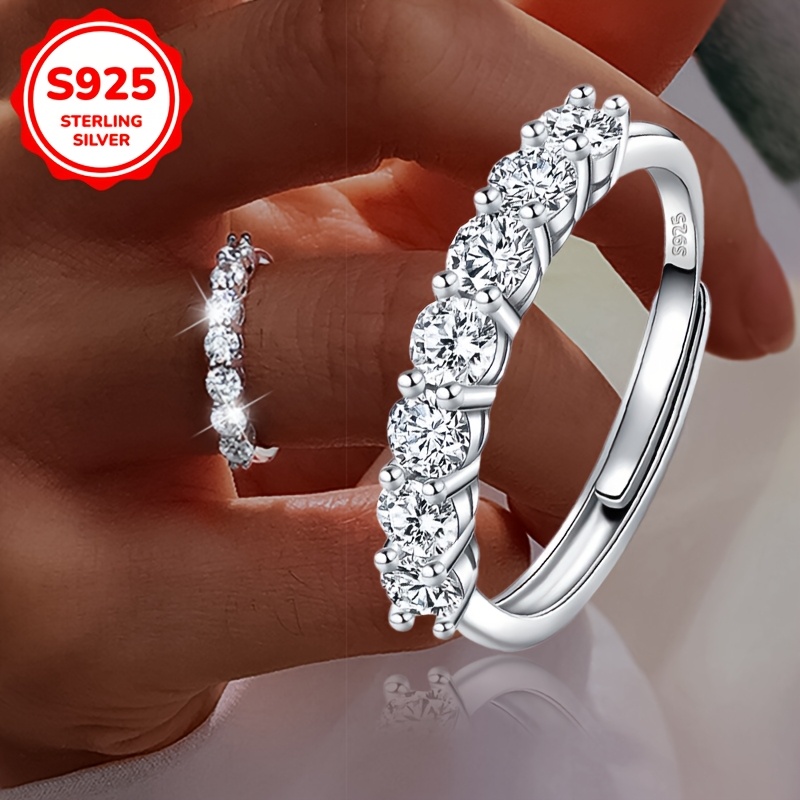 925 Silver Women's Ring with Synthetic Zirconia - Adjustable and Elegant