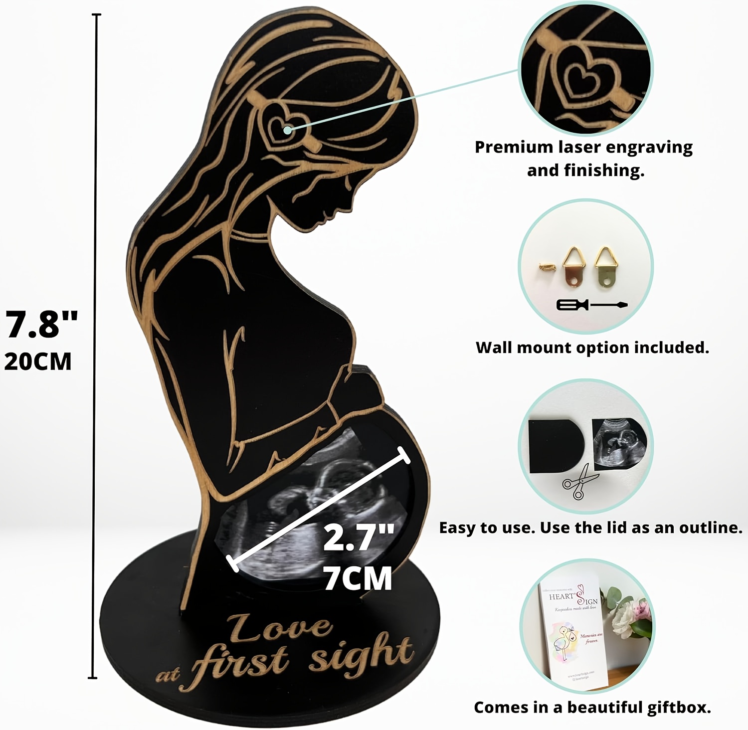 wooden ultrasound     pregnancy sonogram display unique gift for expectant mothers and fathers thoughtful present for new parents details 1