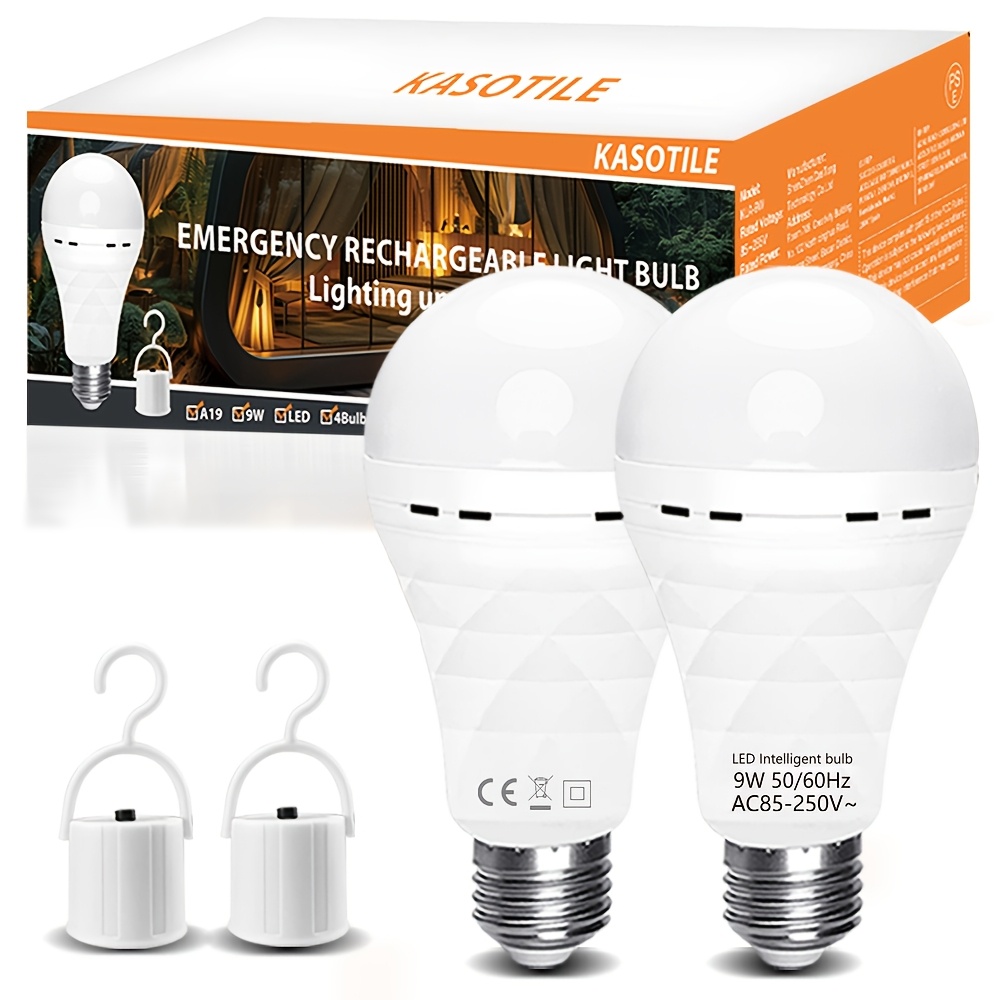 Ampoule LED Rechargeable 12W 1200mAh Avec Crochet – Secours Automatique En Cas De Panne, IP55, Jusqu’à 5h D’autonomie – Idéale Pour Camping Et Tempêtes (lot De 6)