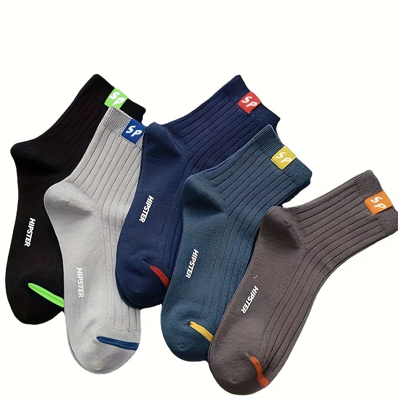 

5 Pairs Letter Graphic Unisex Socks, Sports & Breathable Mid Tube Socks, Women's Stockings & Hosiery