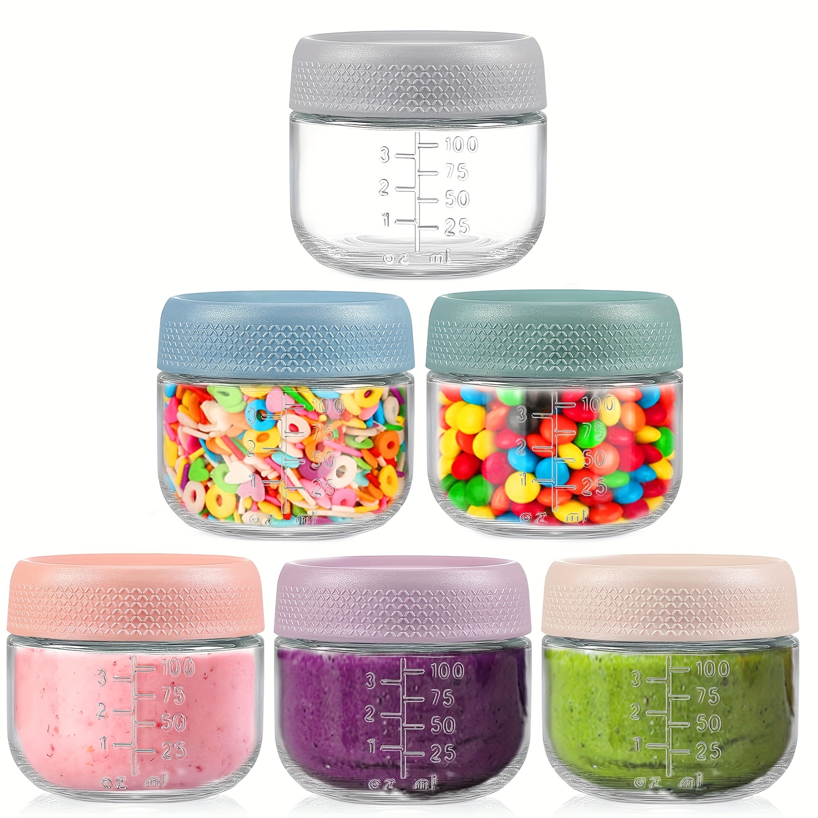 TEMU 6pcs Set Of 4oz (. 113.4 G) Glass Jars With Sealing Lids, Glass Food Storage Containers, Baby Food Containers, Overnight Oats Containers With